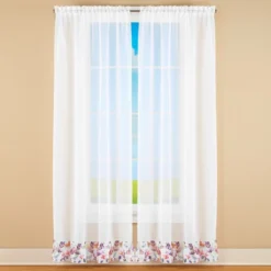 Collections Etc Ruffled Bright Butterfly & Flower Trim Window Drapes