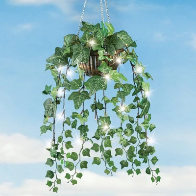 Collections Etc Artificial Ivy Hanging Plant With LED Lights 8 X 8 X 27.5 Green 3 Collections Etc Artificial Ivy Hanging Plant With LED Lights 8 X 8 X 27.5 Green