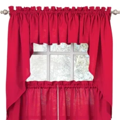 Collections Etc Solid Textured Swag Window Curtain Pair, Single Panel, -Home Decoration Onsale GUEST 0249a40c 55e5 40b4 8a1a f6faa7125155