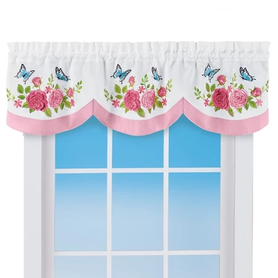 Collections Etc Rose Butterfly Scallop Valance 6 Collections Etc Rose Butterfly Scallop Valance - Image 4