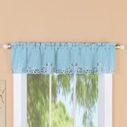 Collections Etc Scroll Embroidered Cutout Window Curtains - Seasonal Window Accent For Any Room In Home