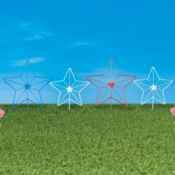 Collections Etc Patriotic Stars Border Garden Stakes - Set Of 4