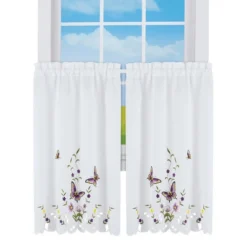 Collections Etc Embroidered Lavender Butterfly Floral Window Curtains -Home Decoration Onsale GUEST 0d457a5a 0cfb 48e9 969f 9f494c3c5c86