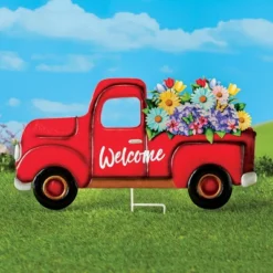 Collections Etc Seasonal Welcome Red Vintage Pickup Truck Garden Stake -Home Decoration Onsale GUEST 17ebc0c6 c7f7 403e a5fb 9ec43730b66c