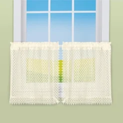 Collections Etc Elegant Detailed Lace Rod Pocket Top Window Curtains