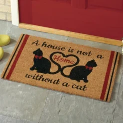 Collections Etc Cat Home Novelty Coco Doormat 1'6"x2'6" Brown