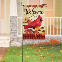 Collections Etc Fall Cardinal Welcome Double-Sided Garden Flag