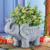 Collections Etc Hand-painted Indoor/Outdoor Resin Elephant Planter 11 X 6 X 8.25