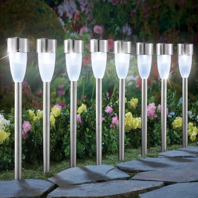 Collections Etc Solar Light Pathway Stakes - Set Of 8 Multi Color Lights 3 Collections Etc Solar Light Pathway Stakes - Set Of 8 Multi Color Lights