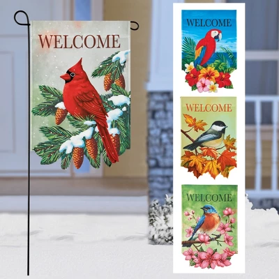Collections Etc Set Of 4 Interchangeable Seasonal Bird Welcome Garden Flags 3 Collections Etc Set Of 4 Interchangeable Seasonal Bird Welcome Garden Flags