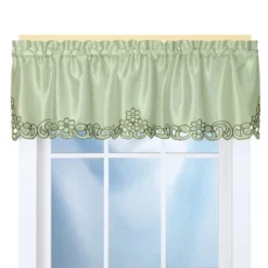 Collections Etc Elegance Scroll Embroidered Cut-Out Window Valance With Rod Pocket Top For Easy Hanging, 58" W X 13" L -Home Decoration Onsale GUEST 366b130c 15c4 4c83 8edf 0a514370cabf
