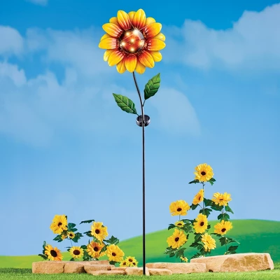 Collections Etc Solar Sunflower Metal Wind Spinner Garden Stake 10.5 X 5 X 47.75 4 Collections Etc Solar Sunflower Metal Wind Spinner Garden Stake 10.5 X 5 X 47.75 - Image 2