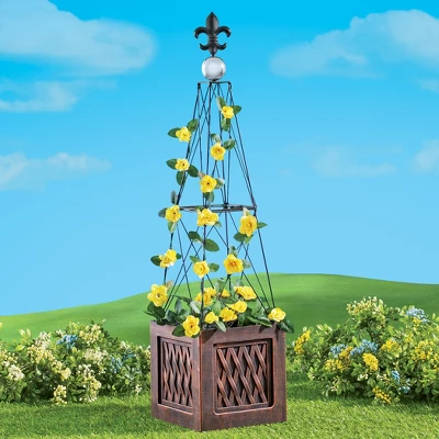 Collections Etc Bronze Color Finish Removable Trellis Planter 7.75 X 7.75 X 31.5 3 Collections Etc Bronze Color Finish Removable Trellis Planter 7.75 X 7.75 X 31.5