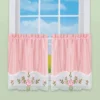 Collections Etc Rose Trim Embroidered Rod Pocket Top Window Curtains