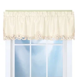 Collections Etc Elegance Scroll Embroidered Cut-Out Window Valance With Rod Pocket Top For Easy Hanging, 58" W X 13" L -Home Decoration Onsale GUEST 436a1cd1 5619 4f7e 9e25 20c00db72b9b