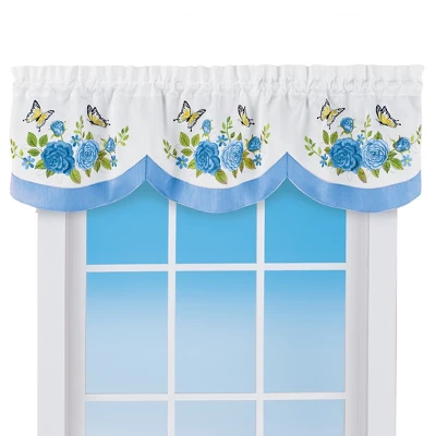 Collections Etc Rose Butterfly Scallop Valance 5 Collections Etc Rose Butterfly Scallop Valance - Image 3