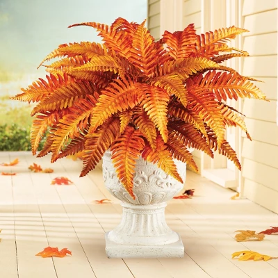 Collections Etc Artificial Fall Boston Fern Bushes - Set Of 2 3 Collections Etc Artificial Fall Boston Fern Bushes - Set Of 2