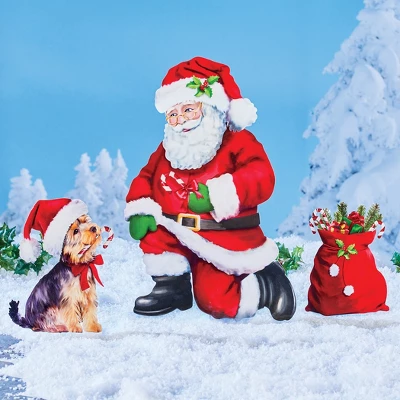 Collections Etc Santas Best Friend Festive Lawn Stake Set - Set Of 3 3 Collections Etc Santas Best Friend Festive Lawn Stake Set - Set Of 3