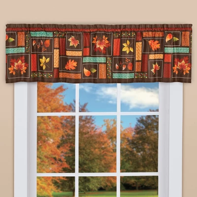 Collections Etc Autumn Leaf Patchwork Window Valance 3 Collections Etc Autumn Leaf Patchwork Window Valance