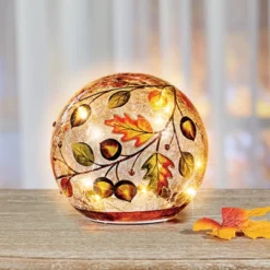 Collections Etc Lighted Autumn Leaves Ball