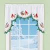 Collections Etc Winter Birds Holly Border Rod Pocket Top Swag Valance
