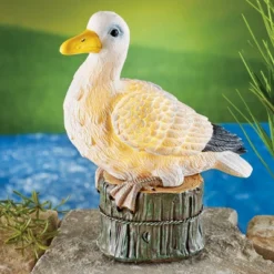 Collections Etc Solar Powered Hand-Painted Seagull Garden Statue