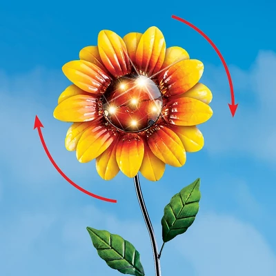Collections Etc Solar Sunflower Metal Wind Spinner Garden Stake 10.5 X 5 X 47.75 3 Collections Etc Solar Sunflower Metal Wind Spinner Garden Stake 10.5 X 5 X 47.75
