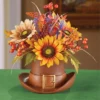 Collections Etc Harvest Fiber Optic Floral Pilgrim Hat Centerpiece 11 X 7 X 11.75