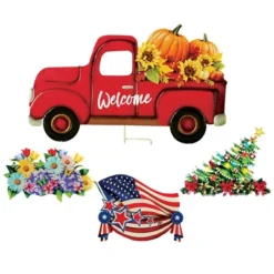 Collections Etc Seasonal Welcome Red Vintage Pickup Truck Garden Stake -Home Decoration Onsale GUEST 63976149 697a 4718 bd3a dcc986c55bfe