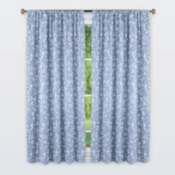 Collections Etc Floral Scrolling Vine Pattern Rod Pocket Top Window Drapes