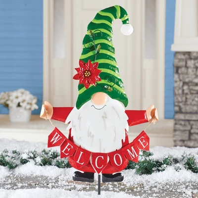 Collections Etc Welcome Gnome Christmas Holiday Stake Decoration 3 Collections Etc Welcome Gnome Christmas Holiday Stake Decoration