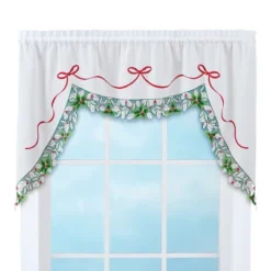 Collections Etc Holly Border Curtain Swag Holiday Valance -Home Decoration Onsale GUEST 764d4123 5a5a 48d1 ab07 3c164cf66b75