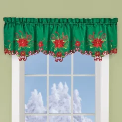Collections Etc Lovely Poinsettia Valance