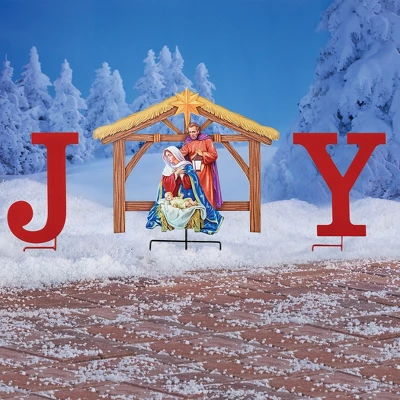 Collections Etc Joy Nativity Scene Garden Stake - Set Of 3 3 Collections Etc Joy Nativity Scene Garden Stake - Set Of 3