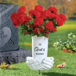 Collections Etc In God's Hands Memorial Flower Vase