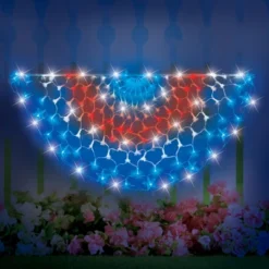 Collections Etc LED Lighted Patriotic 4-Foot Long Bunting