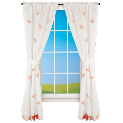 Collections Etc Multicolored Maple Leaf Embroidered Window Curtains 6 Collections Etc Multicolored Maple Leaf Embroidered Window Curtains - Image 4