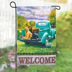 Collections Etc Dogs In Vintage Truck Bed Welcome Garden Flag