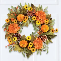 Collections Etc Colorful Harvest Garden Hanging Door Wreath
