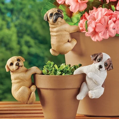 Collections Etc Hand-Painted Puppy Flower Pot Hugger Figurines - Set Of 3 3 Collections Etc Hand-Painted Puppy Flower Pot Hugger Figurines - Set Of 3