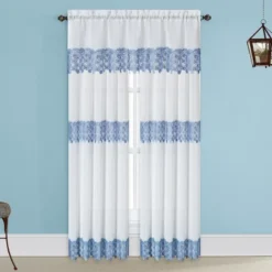 Collections Etc Lilian Lace Trim Sheer Rod Pocket Drapes -Home Decoration Onsale GUEST a129ed1d f848 4658 8a74 752b4715c1d6