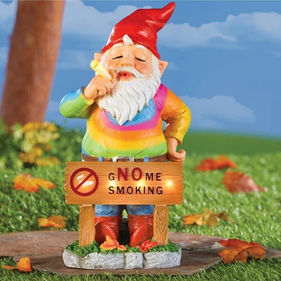 Collections Etc Solar Powered Gnome Smoking Hand-Painted Garden Gnome 3 Collections Etc Solar Powered Gnome Smoking Hand-Painted Garden Gnome