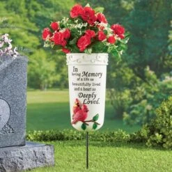 Collections Etc In Loving Memory Cardinal Memorial Garden Vase Stake Gray