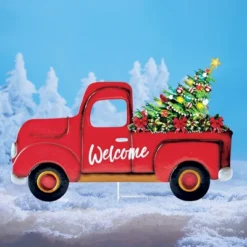Collections Etc Seasonal Welcome Red Vintage Pickup Truck Garden Stake -Home Decoration Onsale GUEST a718c8f3 3615 495d 926d 5da4edbd7fdb
