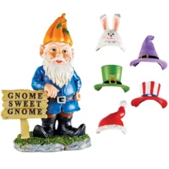 Collections Etc Hand-Painted Seasonal Gnome Sweet Gnome Garden Statue 7.5 X 5.25 X 9 Blue -Home Decoration Onsale GUEST a9340064 db02 4ffd 837e fc2015c9a696