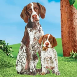 Collections Etc Realistic German Pointer And Puppy Outdoor Garden Stake