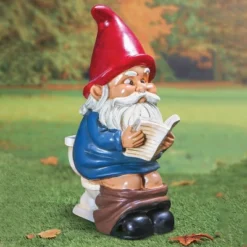 Collections Etc Hand-Painted Garden Gnome On The Throne Lawn Statue