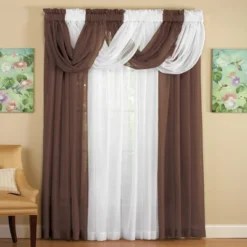 Collections Etc Scoop Two-Piece Rod Pocket Solid-Colored Sheer Valances For Windows, Decorative Accent And Added Privacy For Any Room In -Home Decoration Onsale GUEST ae2178ea 10b4 4bd2 86e5 4d65c2cfd4d3