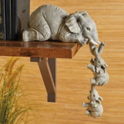 Collections Etc Elephant Family Collectible Figurines - Set Of 3 Grey