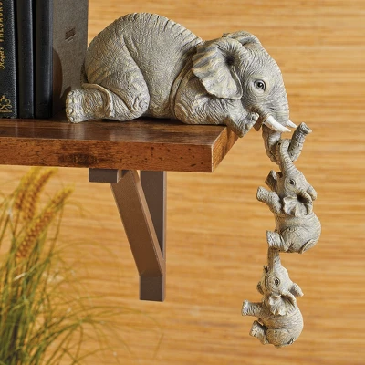 Collections Etc Elephant Family Collectible Figurines - Set Of 3 Grey 3 Collections Etc Elephant Family Collectible Figurines - Set Of 3 Grey